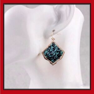 New Vintage rose gold blue turquoise stone granite geometrical boho earrings